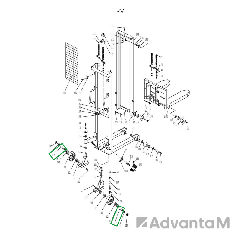 Ось поворотного колеса для TRV  - 1