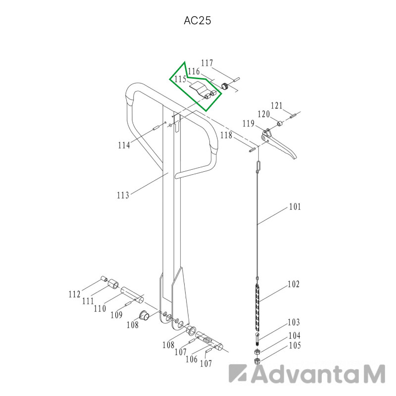 Пластина рычага управления режимом работы для гидравлических тележек AC25  - 1