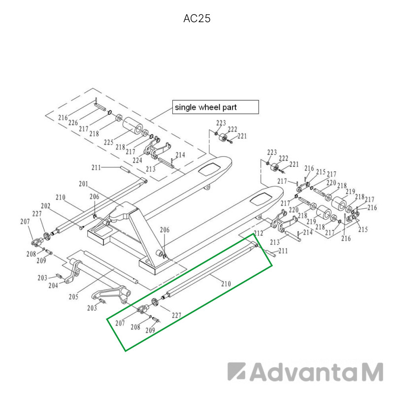 Подвильная тяга для гидравлических тележек AC30  - 1